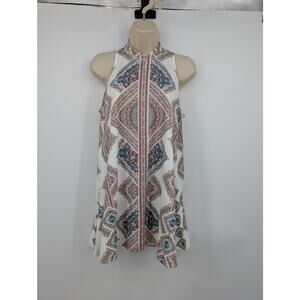 Blue Pepper Sleeveless A Line Mini Dress Women's M Boho Aztec Western Country